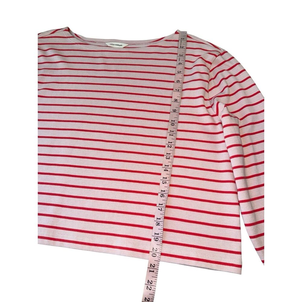 Lucky Brand Red & Pink Striped Boxy Fit Breton Long Sleeve Tee Size L - Picture 10 of 12